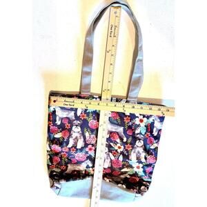 Schnauzer Floral Zipper Tote Bag